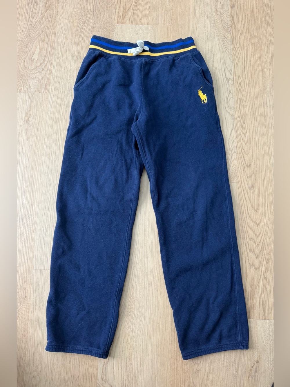 Youth Polo Ralph Lauren Blue Big Pony Fleece Joggers Pocket Sweatpants Med 10/12